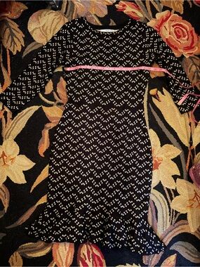 Studio One Black Knit Dress with White Chevron Dots